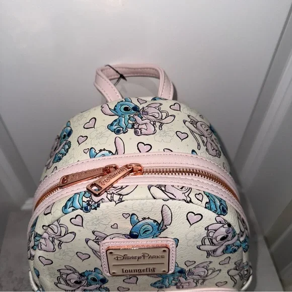 Disney Parks Loungefly Valentines Stitch & Angel Hearts Backpack - Picture 5 of 6